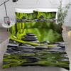 ROUSKI Zen Duvet Cover Set, 135 x 200 cm, 4-Piece, 100% Microfiber, Reversible 3D Stone Bamboo Design, Zipper, 2 Pillowcases 80 x 80 cm view 2