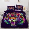 ROUSKI Tiger Duvet Cover Set, 220 x 240 cm, 3-Piece, 100% Lightweight Microfiber, Reversible Graffiti 3D Print, Zipper, 2 Pillowcases view 1