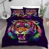 ROUSKI Tiger Duvet Cover Set, 220 x 240 cm, 3-Piece, 100% Lightweight Microfiber, Reversible Graffiti 3D Print, Zipper, 2 Pillowcases view 2