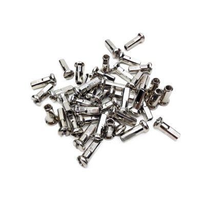 NORAZE Brass 13G 2.2 mm Spoke Nipples, Silver, 50 pcs, 13 mm