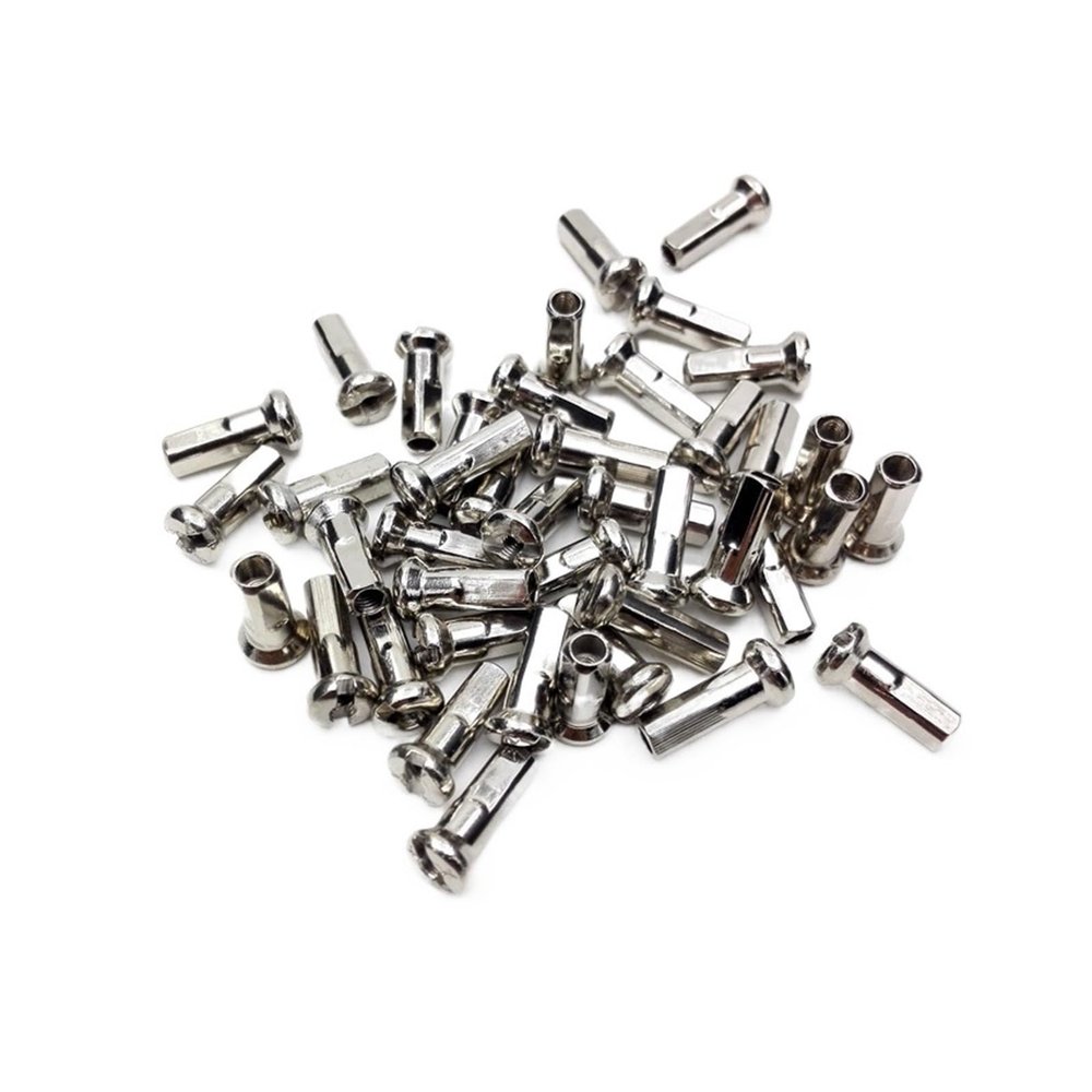 NORAZE Brass 13G 2.2 mm Spoke Nipples, Silver, 50 pcs, 13 mm