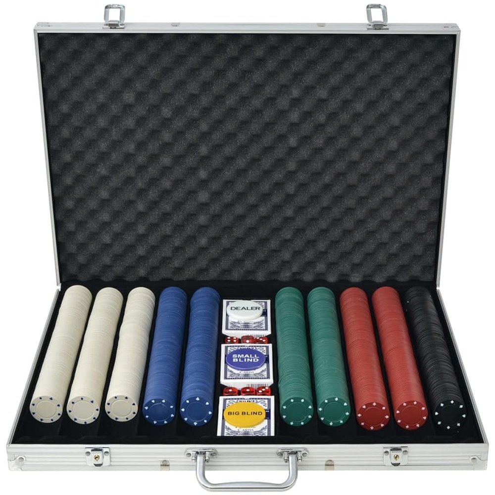 RAUGAJ Poker Set with 1,000 Aluminum Chips, Multicolor