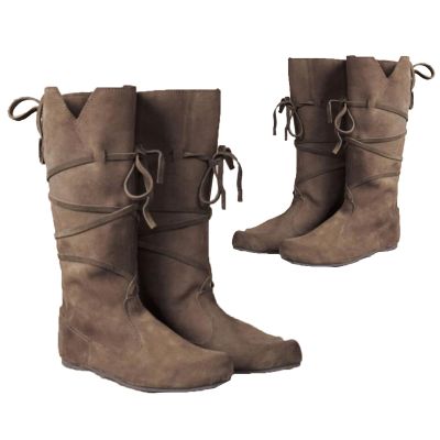 ZHFF PU Leather Mid-Calf Knight Boots, Low Heel, Gray, Size 45