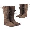 ZHFF PU Leather Mid-Calf Knight Boots, Low Heel, Gray, Size 45 view 1