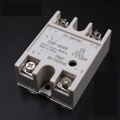 FOUNCY Solid State Relay Module SSR-40AA, SSR-40 AA, SSR 40A, 80–250 VAC Input, up to 24–380 VAC Output, Industrial Control, 1 Piece
