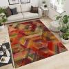 TEMLAN Retro Colorful Geometric Area Rug, Red Geometric Square Rug for Living Room, Bedroom, Kids’ Room, Office, 100 x 150 cm view 2