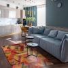 TEMLAN Retro Colorful Geometric Area Rug, Red Geometric Square Rug for Living Room, Bedroom, Kids’ Room, Office, 100 x 150 cm view 3