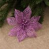 10 Glitter Poinsettia Christmas Tree Ornaments, Purple view 1
