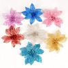 10 Glitter Poinsettia Christmas Tree Ornaments, Purple view 2