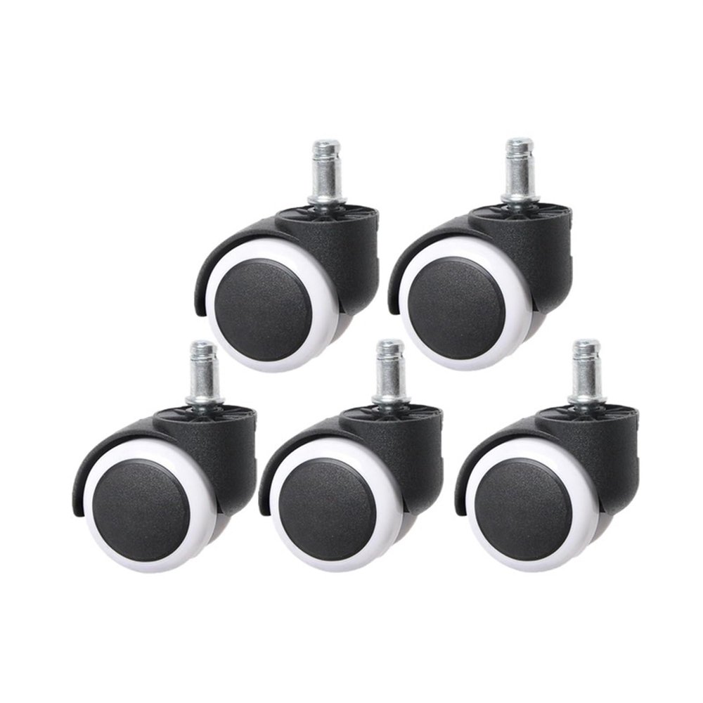 5-Piece Set 10/11 mm 2-Inch PU Office Chair Casters, Circlip/Screw, Silent Universal Wheels