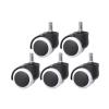 5-Piece Set 10/11 mm 2-Inch PU Office Chair Casters, Circlip/Screw, Silent Universal Wheels view 1