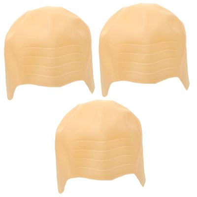 Beavorty 3-Piece Silicone Bald Cap for Adults, Adjustable Elastic Bald Head Cover for Cosplay, Masquerade, Carnival and Halloween