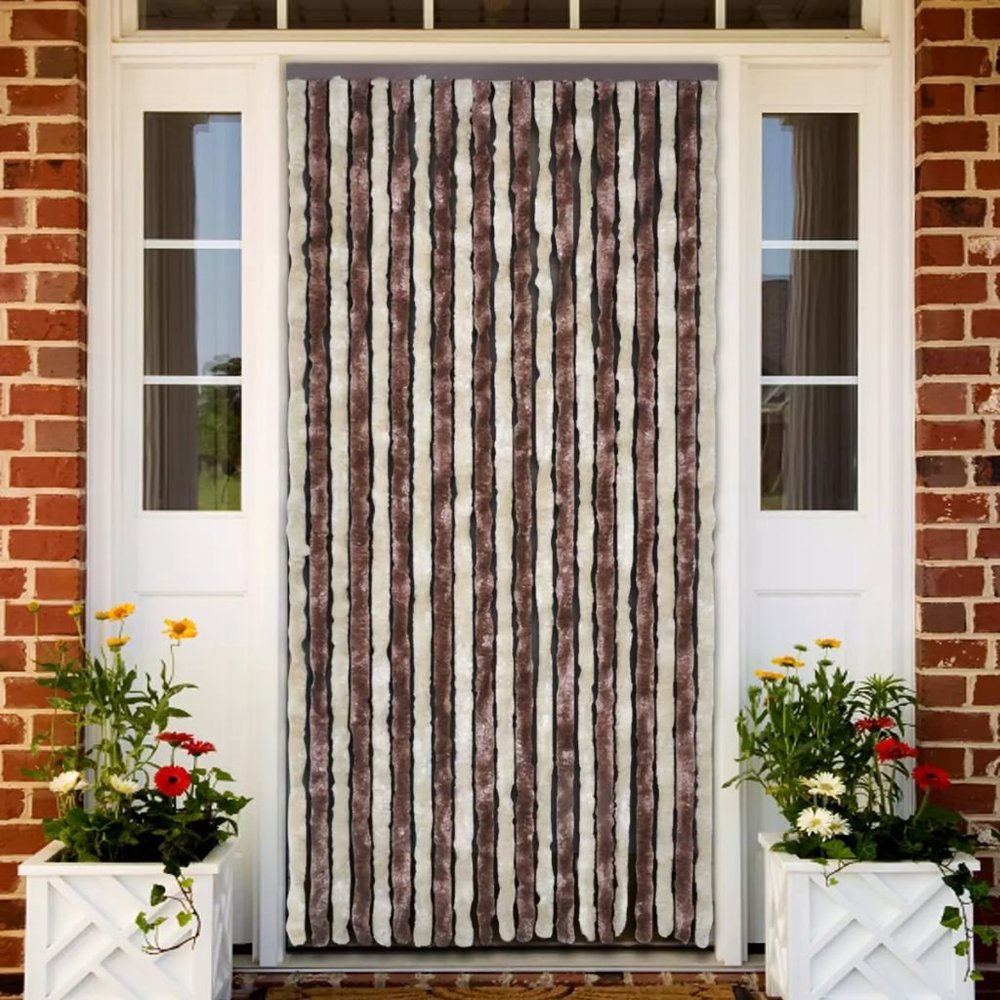 Homgoday Chenille Insect Curtain, Beige and Light Brown, 90 x 220 cm