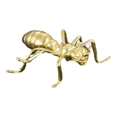 HIRAIDAI Antique Ant Statue, Solid Pure Copper, Bright Gold, 3.4 x 3.6 cm