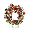 YAHOYA Christmas Garland Bell Bow Rhinestone Brooch view 1