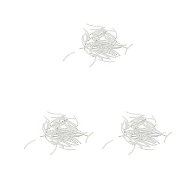 3 Sets of 50 Engraved Curved Tube Beads, 25 x 2 mm, Silver-White