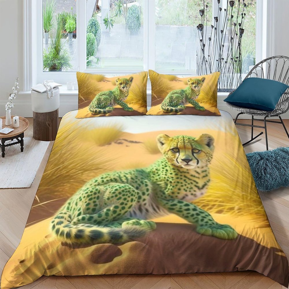 Lwepard 3D Duvet Cover Set with Pillowcases, Microfiber, Zipper, King 220 x 240 cm
