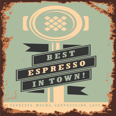 Wood Sign 18 x 12 cm – “Coffee: Best Espresso in Town!”