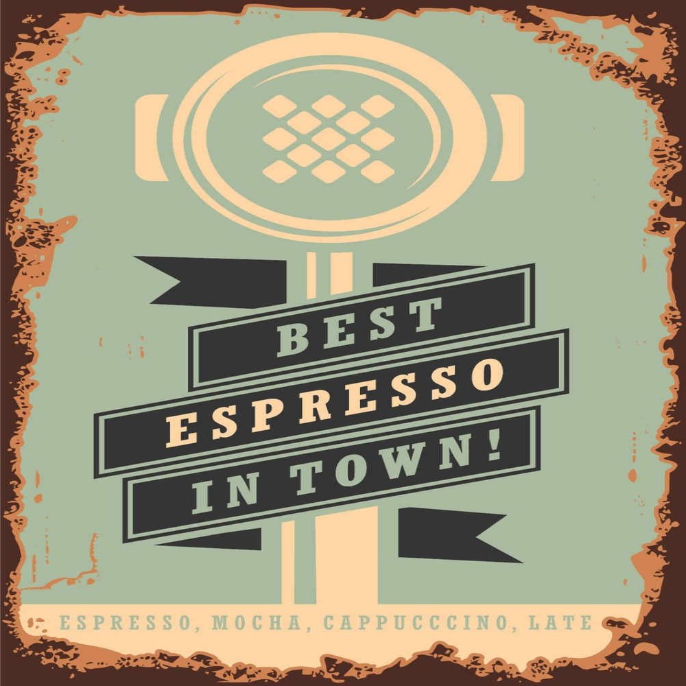 Wood Sign 18 x 12 cm – “Coffee: Best Espresso in Town!”
