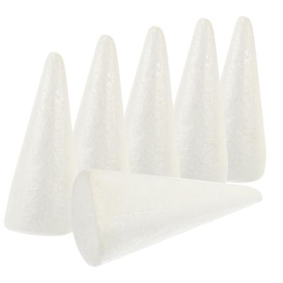 EXCEART 3 Sets of Simple Foam Cones for Crafts, White Cone-Shaped Crafting Material, 6 Pieces per Set