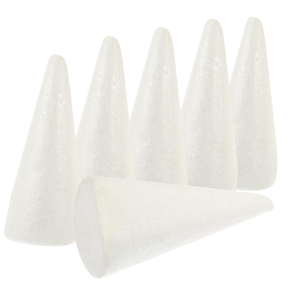 EXCEART 3 Sets of Simple Foam Cones for Crafts, White Cone-Shaped Crafting Material, 6 Pieces per Set