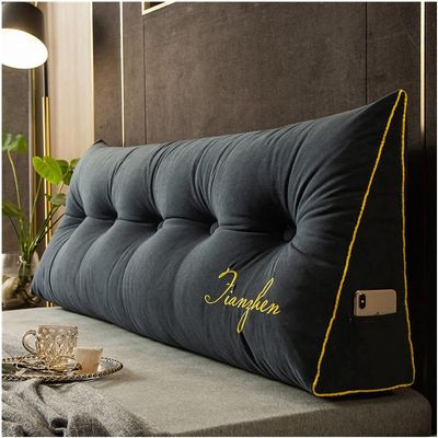DEVINK Triangular Wedge Backrest Pillow, 180 × 50 × 20 cm, Black