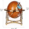 21.6"-Tall Gemstone Globe, 33 cm/12.9" Diameter, with Four Gold Stands and Compass, 720° Rotatable view 3