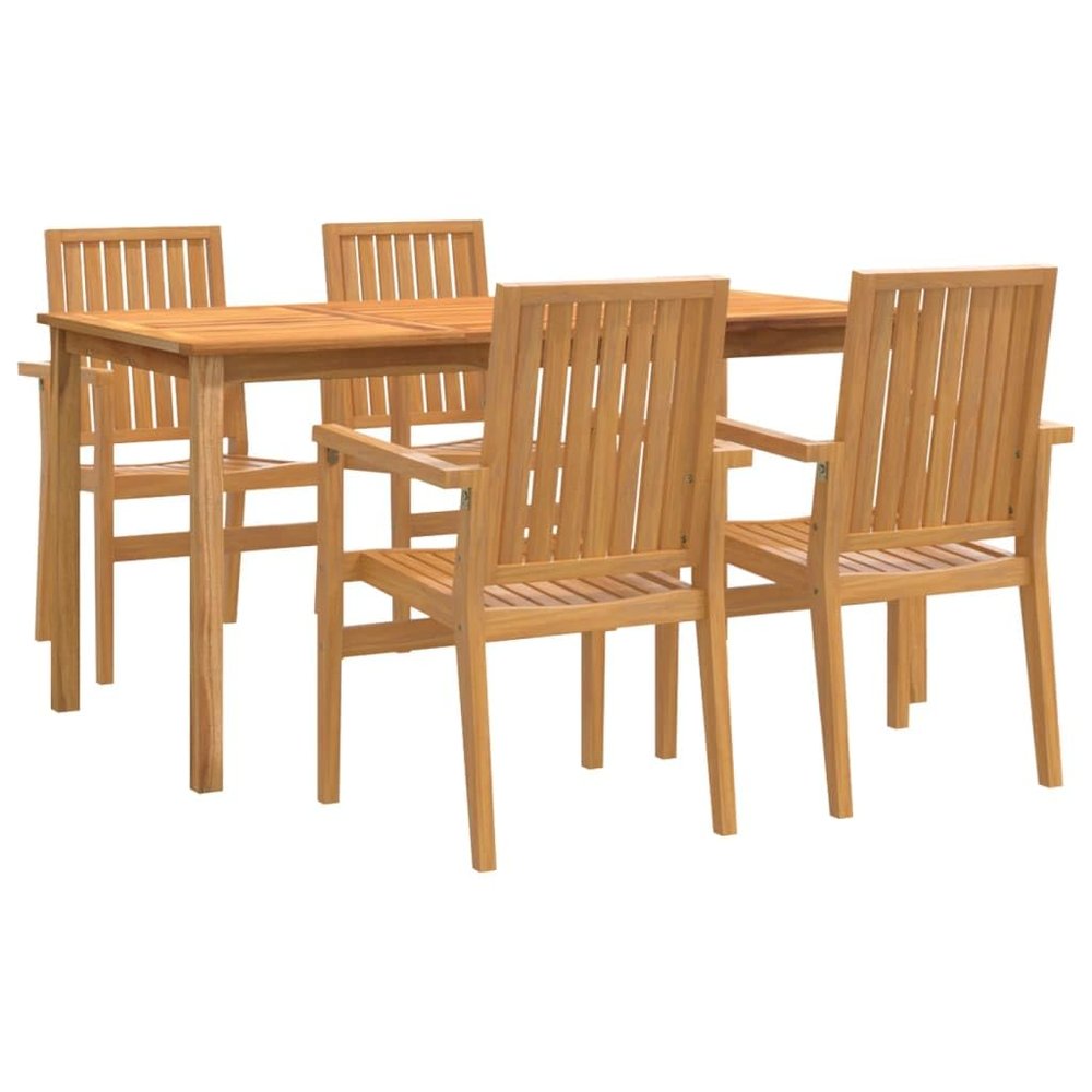 vidaXL 5-Piece Solid Teak Garden Dining Set