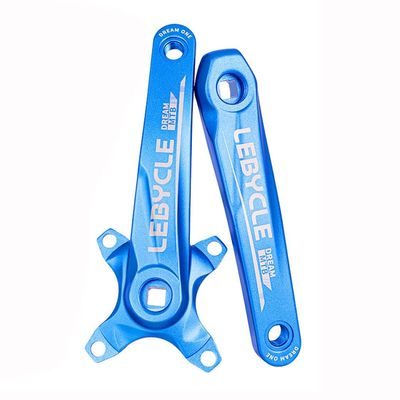 Samnuerly Mountain Bike Crank Arm Set, 170 mm, 104 BCD, Square-Taper Crankset, Aluminum Alloy, MTB Crankset (Black) (Blue)