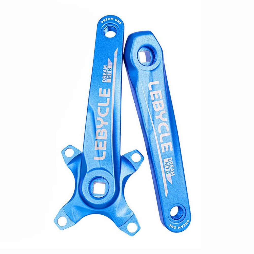 Samnuerly Mountain Bike Crank Arm Set, 170 mm, 104 BCD, Square-Taper Crankset, Aluminum Alloy, MTB Crankset (Black) (Blue)