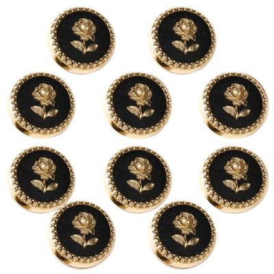 GORGECRAFT 10 Vintage Rose Enamel Suit Buttons, 22 mm, 1-Hole, Antique Metal