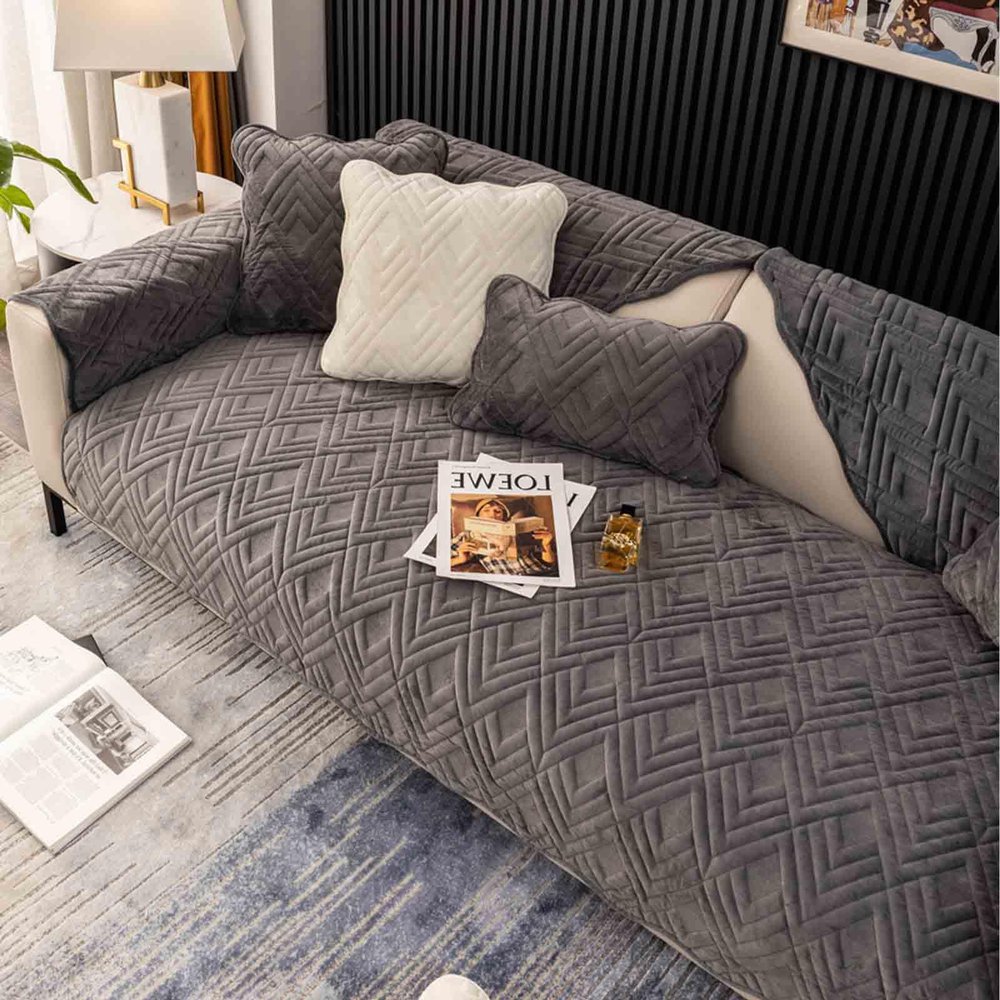 MTHGH Non-Slip Sofa Cover and Protector for 1/2/3/4-Seater and L-Shaped Sofas, Dog/Cat Cover, Black, 110 x 240 cm