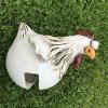 Ceramic Chicken Garden Decor, Hen Garden Statue and Outdoor Ornament, Garden Stake, Backyard Fence Perch (A, One Size) view 4