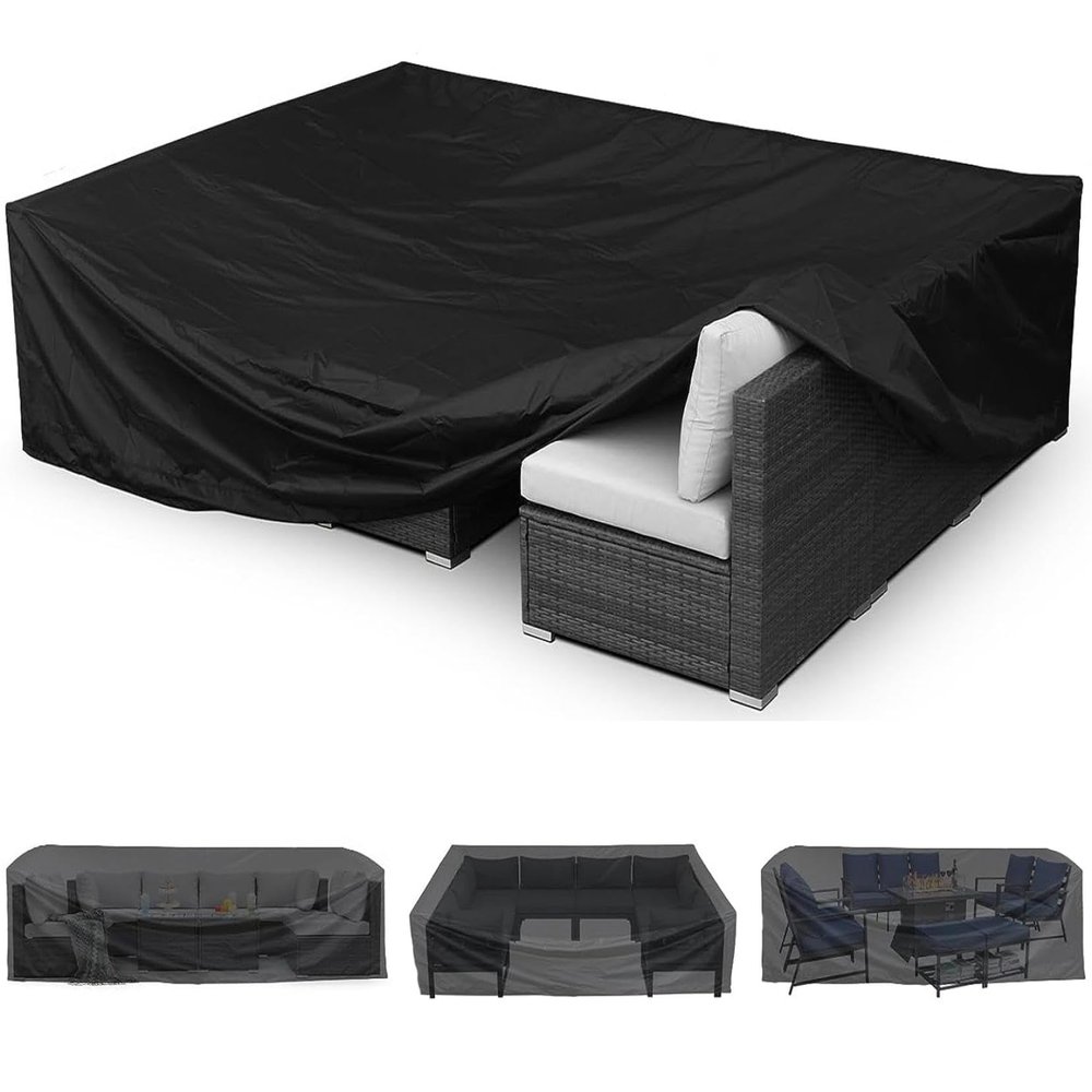 KDXAOBEI Outdoor Furniture Cover with Buckles and Drawstring, Waterproof UV-Resistant 420D Oxford Fabric, 190 x 160 x 55 cm