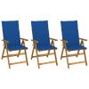Homgoday Vintage-Style Garden Chair Set with Cushions – Acacia Wood, Royal Blue, 57 x 69 x 111 cm view 1