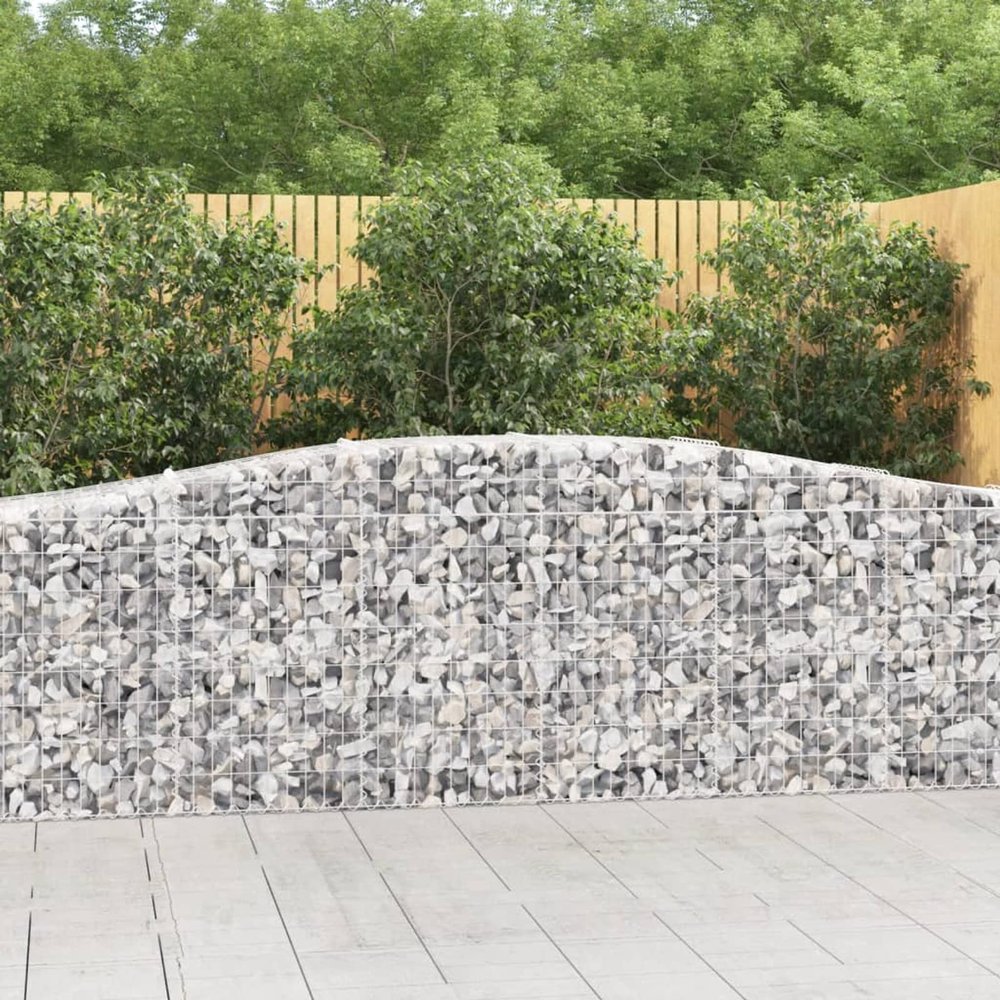 BaraSh Gabions with High Arch, 5 pcs., 400 x 50 x 80/100 cm, Galvanized Iron Garden Wire-Basket Fence