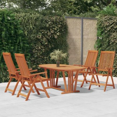 BaraSh 5-Piece Outdoor Garden Dining Set, Solid Eucalyptus Wood, 3087341