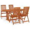 BaraSh 5-Piece Outdoor Garden Dining Set, Solid Eucalyptus Wood, 3087341 view 2