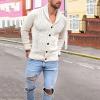 Duohropke Men's Cable-Knit Cardigan, Chunky-Knit Sweater with Buttons and Stand Collar view 3