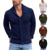 Duohropke Men's Cable-Knit Cardigan, Chunky-Knit Sweater with Buttons and Stand Collar view 4