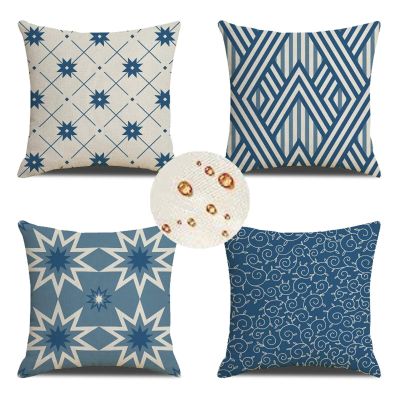Outdoor Waterproof Cushion Covers, 65 x 65 cm, Set of 4, Navy Blue