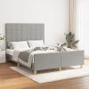Festnight Upholstered Futon Bed 140 x 200 cm, Type 3, Light Gray, with Slatted Base and Adjustable Headboard view 1
