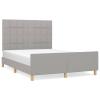 Festnight Upholstered Futon Bed 140 x 200 cm, Type 3, Light Gray, with Slatted Base and Adjustable Headboard view 2