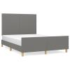 Festnight Upholstered Futon Bed 55 x 75 in with Slatted Base and Adjustable Headboard, Dark Gray, No Mattress view 2