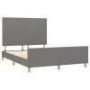 Festnight Upholstered Futon Bed 55 x 75 in with Slatted Base and Adjustable Headboard, Dark Gray, No Mattress view 4