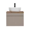 Lomadox 60 cm Bathroom Vanity with Ceramic Vessel Sink, Cashmere/Oak view 1