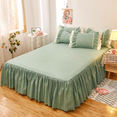ZYFAB Wrap-Around Bed Skirt, Luxury Solid-Color Ruffled Bed Valance, Hotel-Quality Fabric, Non-Slip, 120 × 200 cm, I