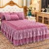 ZYFAB Luxury Velvet Bed Skirt, Pink, 180 × 220 cm view 1
