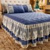 ZYFAB Luxury Velvet Bed Skirt, Pink, 180 × 220 cm view 3