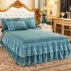 ZYFAB Luxury Velvet Bed Skirt, Thick Quilted Dust Ruffle, Green, 180 × 200 cm, Version B view 1